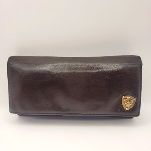 Gucci Vintage Crest Leather Brown Long Wallet
